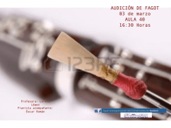 Audici&oacute;n de Fagot. Jueves 3 de marzo de 2016 a las 16:30 horas en el