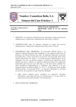Nombre: Cosm&eacute;ticos Bella, S.A N&uacute;mero del Caso Pr&aacute;ctico: 1