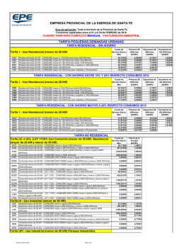 Cuadro Tarifario Febrero 2016 - Empresa Provincial de la Energ&iacute;a