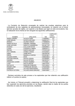 Anuncio calificaci&oacute;n segundo ejercicio y calificaci&oacute;n provisional total