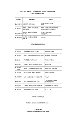 lista de acuerdos y audiencias del juzgado cuarto penal 23 de