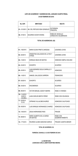 lista de acuerdos y audiencias del juzgado cuarto penal 24 de