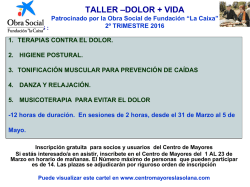taller &ndash;dolor + vida - centro de mayores de la solana