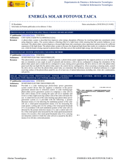 Alertas Tecnol&oacute;gicas - ENERG&Iacute;A SOLAR FOTOVOLTAICA