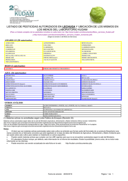 listado de pesticidas autorizados en lechuga y ubicaci&oacute;n