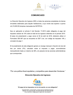 COMUNICADO - Direcci&oacute;n Ejecutiva de Ingresos