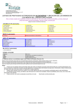 listado de pesticidas autorizados en alcachofas y ubicaci&oacute;n