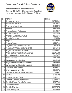 Ganadores Carnet El Gran Concierto