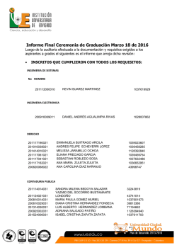 Informe Final Ceremonia de Graduaci&oacute;n Marzo 18 de 2016
