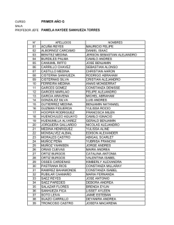 PRIMER A&Ntilde;O G PROFESOR JEFE PAMELA HAYDEE SANHUEZA