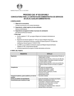 PROCESO CAS N&ordm; 032-2016-MLV