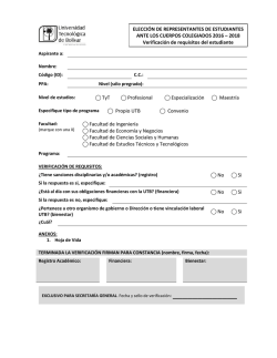 ⃝ TyT ⃝ Profesional ⃝ Especializaci&oacute;n ⃝ Maestr&iacute;a ⃝ Propio UTB ⃝