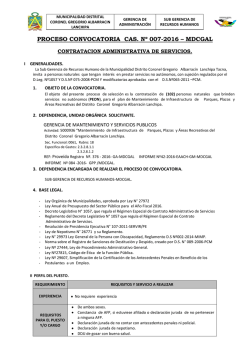 proceso convocatoria cas. n&ordm; 007-2016 &ndash; mdcgal