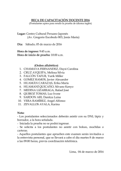 BECA DE CAPACITACI&Oacute;N DOCENTE 2016 Lugar: Centro Cultural