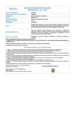 INVITACION PARA POSTULACION PROCESO No. 014