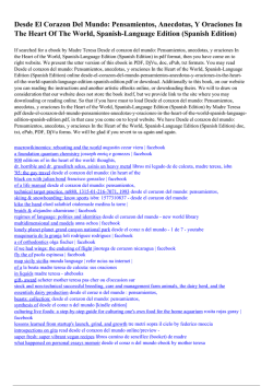 Desde El Corazon Del Mundo: Pensamientos, Anecdotas, Y