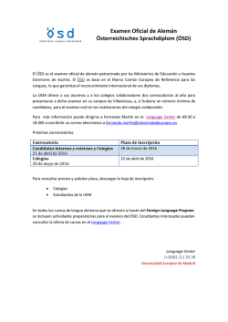Convocatorias del examen &Ouml;SD - Universidad Europea de Madrid