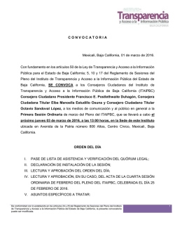 Convocatoria a sesi&oacute;n del pleno 01 de Marzo de 2016