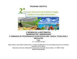 2do. Simposio Nacional sobre Biotecnolog&iacute;a, Calidad e Inocuidad