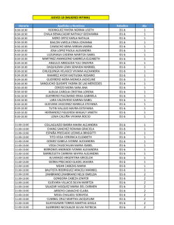 JUEVES 10 (MUJERES INTIMA) Horario Apellidos y Nombres