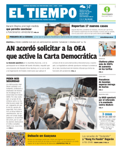 AN acord&oacute; solicitar a la OEA que active la Carta