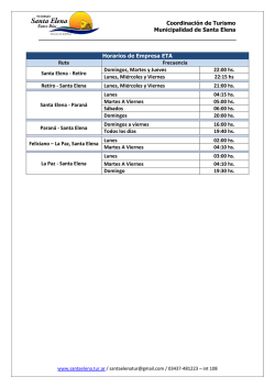 Coordinaci&oacute;n de Turismo Municipalidad de Santa Elena Horarios