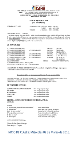 Lista de &uacute;tiles escolares 7&deg; B&aacute;sico