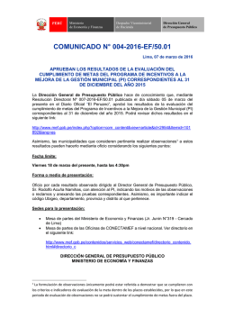 comunicado n&deg; 004-2016-ef/50.01