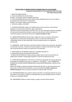 pautas informe final - Evaluaci&oacute;n de la Personalidad del Ni&ntilde;o