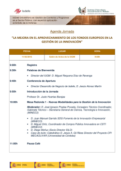 Agenda Jornada &ldquo;LA MEJORA EN EL APROVECHAMIENTO DE
