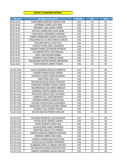 JUEVES 17 (MAXIMA INTIMA) Horario Apellidos y Nombres