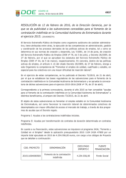 RESOLUCI&Oacute;N de 12 de febrero de 2016, de la Direcci&oacute;n Gerencia