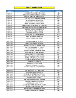 LUNES 14 (MAXIMA INTIMA) Horario Apellidos y Nombres Pabellon