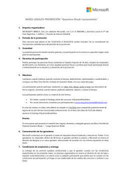 bases del concurso - Concurso XBOX Quantum Break