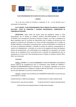 lista de admitidos y excluidos provisionales. Composici&oacute;n de