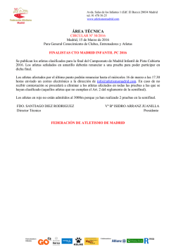 Atletas clasificados para la final del Cto Madrid Infantil PC