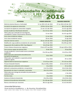 Calendario Acad&eacute;mico - Universidad Bolivariana