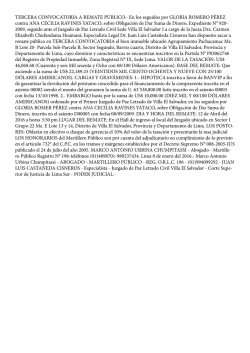 TERCERA CONVOCATORIA A REMATE P&Uacute;BLICO.