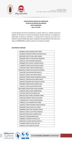 Listado de estudiantes Pre-admitidos del apoyo alimentario 2016