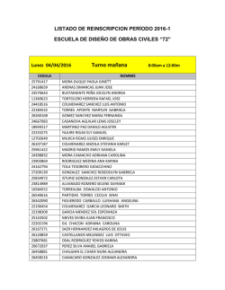 Listado de Reinscripcion de Dise&ntilde;o de Obras