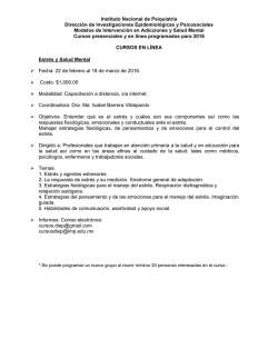 Estr&eacute;s y salud mental. - Instituto Nacional de Psiquiatr&iacute;a