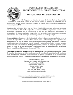 facultad de humanidades reclutamiento en puesto probatorio