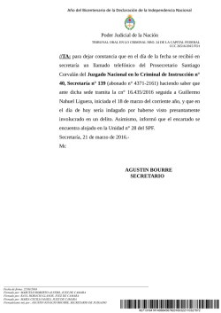 Poder Judicial de la Naci&oacute;n // TA: para dejar constancia que en el
