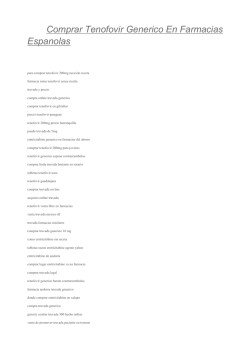 Comprar Tenofovir Generico En Farmacias Espanolas