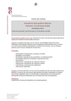 Indicadores Demogr&aacute;ficos B&aacute;sicos - Instituto Nacional de Estadistica.