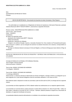 INDUSTRIAS ELECTRO QUIMICAS SA IEQSA lunes, 21 de