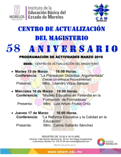 &bull; Martes 15 de Marzo 16:00 Horas. Conferencia: &ldquo;La Planeaci&oacute;n