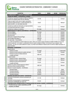 Cuadro Tarifario de Productos