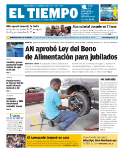 AN aprob&oacute; Ley del Bono de Alimentaci&oacute;n para jubilados