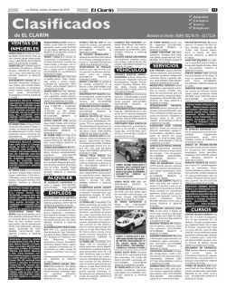 Clasificados diario El Clar&iacute;n de La Victoria Martes 29 de marzo de
